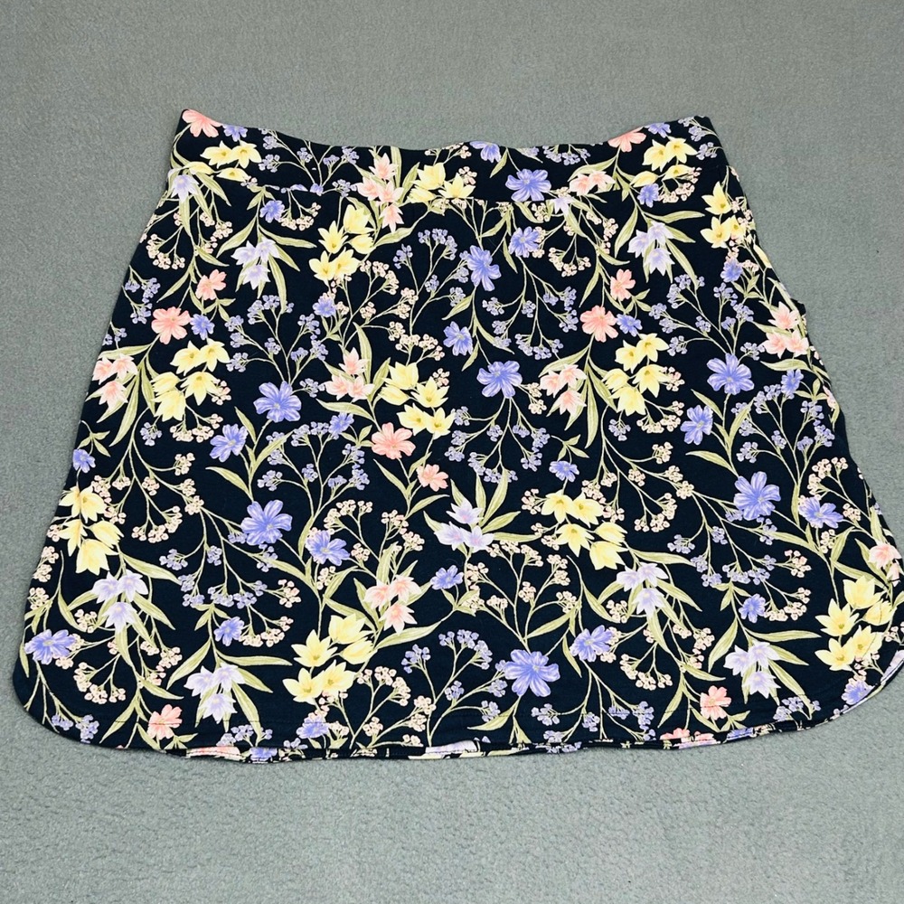 Croft & Barrow Skort Womens Medium Navy Blue Floral Cotton Casual Active Skirt